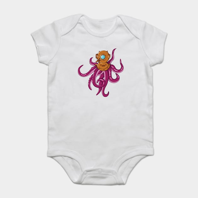 Giant octopus with diving helmet Baby Bodysuit by dieEinsteiger